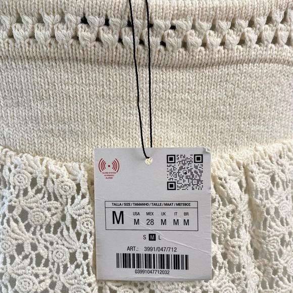 Zara NWT Cream Crochet Bustier Peplum Cami Top, Size M - Picture 5 of 9